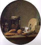 Jean Baptiste Simeon Chardin Equipped with a jar of apricot glass knife still life, etc. china oil painting artist